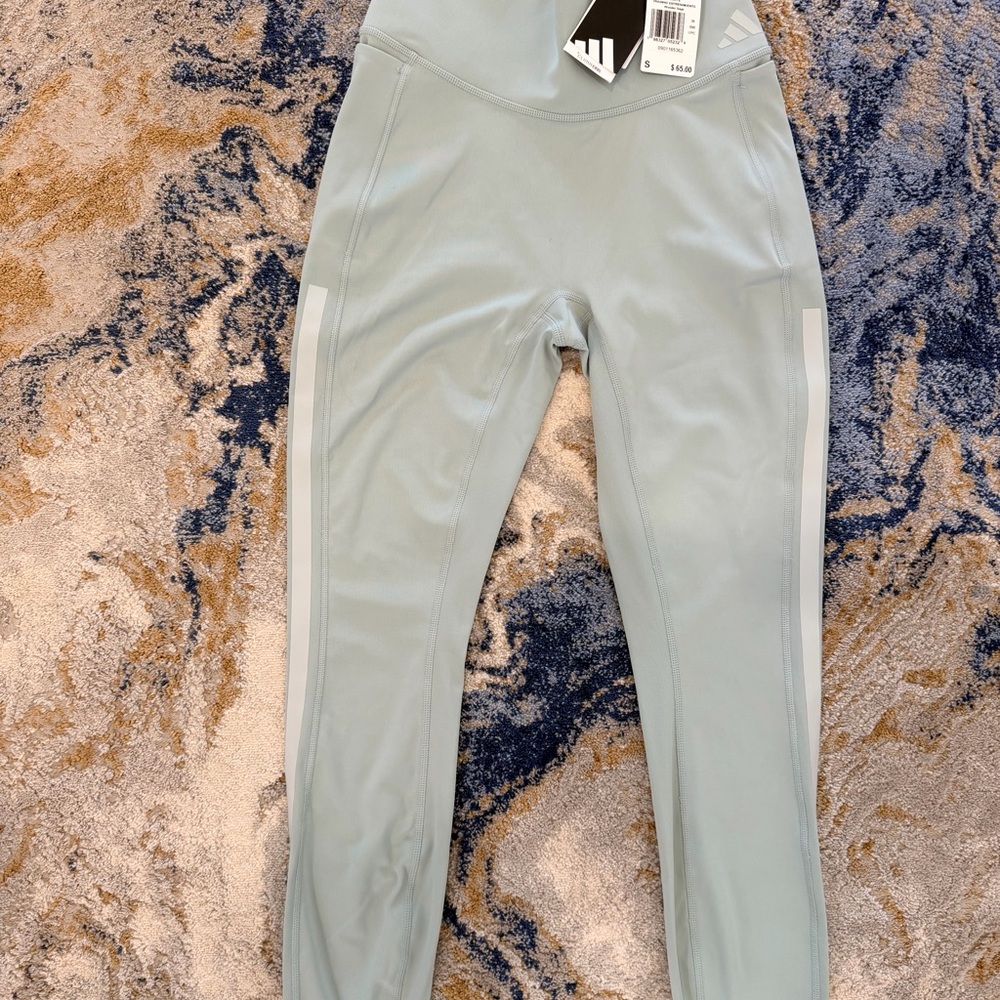 adidas Sage Green Leggings with Side Stripes